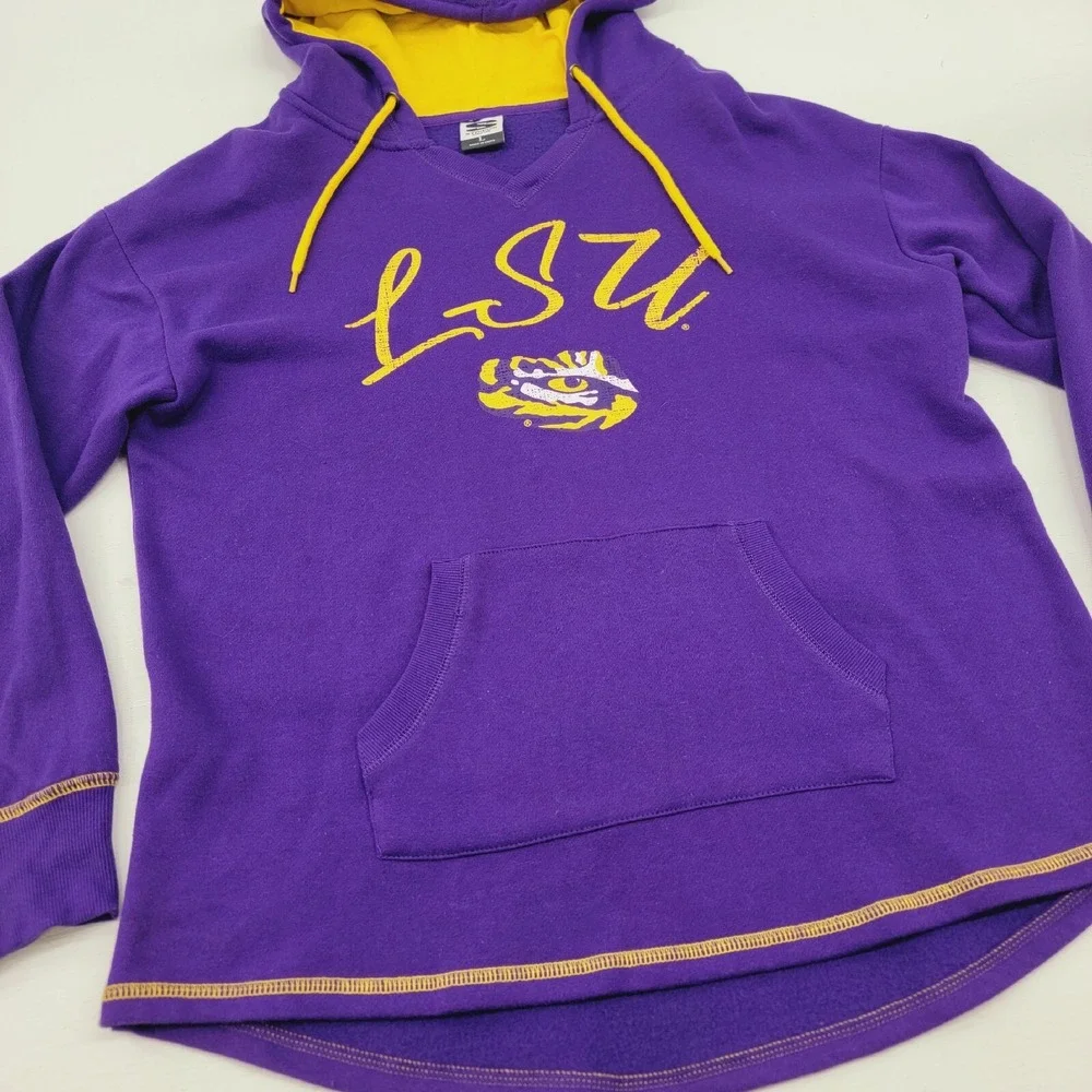LSU Tigers Womens Sz L Hoodie Purple Stadium Athletics Sweatshirt Football EUC - Picture 2 of 7